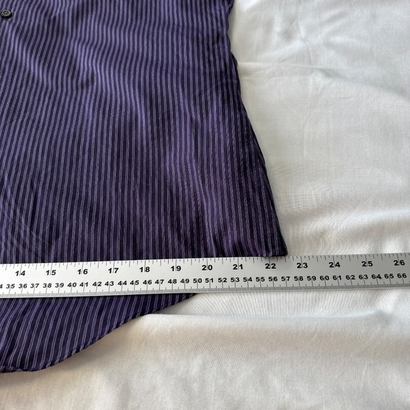 EGARA Men's Long Sleeve Striped Cotton‎ Dress Shirt Button Up Purple 16 - 34/35 - Picture 13 of 14